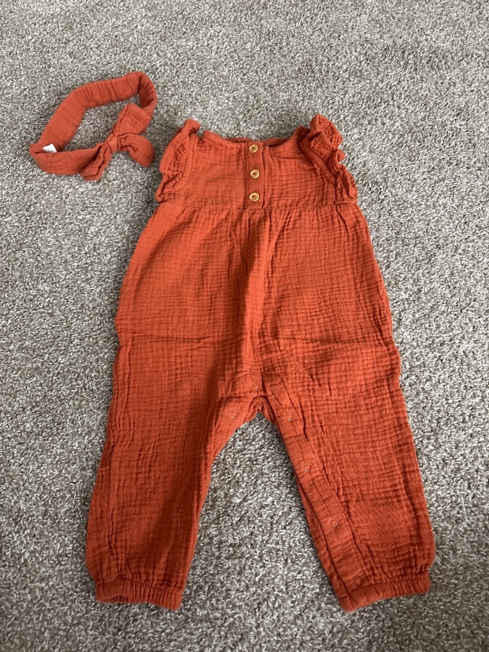 Baby girl cat and jack fall burnt orange outfit with headband size 6-9 months